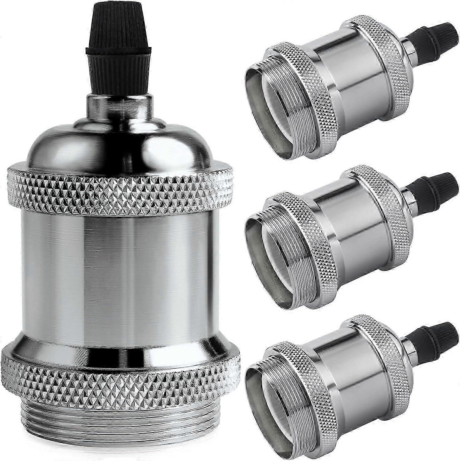 Vintage E27 lamp socket, Edison retro pendant lamp, Solid ceramic adapter, 4 Pieces chrome color socket