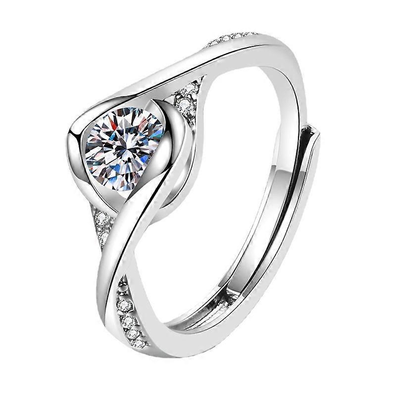 Ring, Shining Zircon Angel's Kiss Simple Open Adjustable Ring For Girlfriend