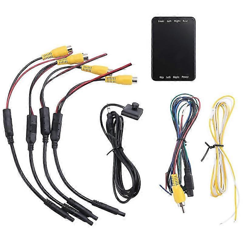 Pour les caméras à 4 voies, système de commutation à 360 degrés, boîtier de commande de caméra de voiture pour la caméra arrière, vue arrière, arrière