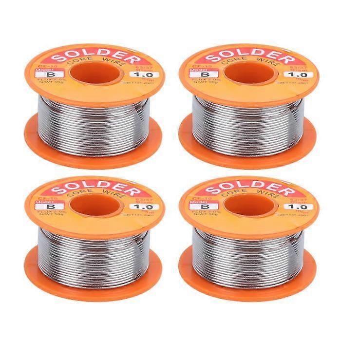 Qiilu Tin Solder 4pcs Solder Core Wire Tin Flux Soldering Solder High Purity No-Clean Reel 50g 1mm