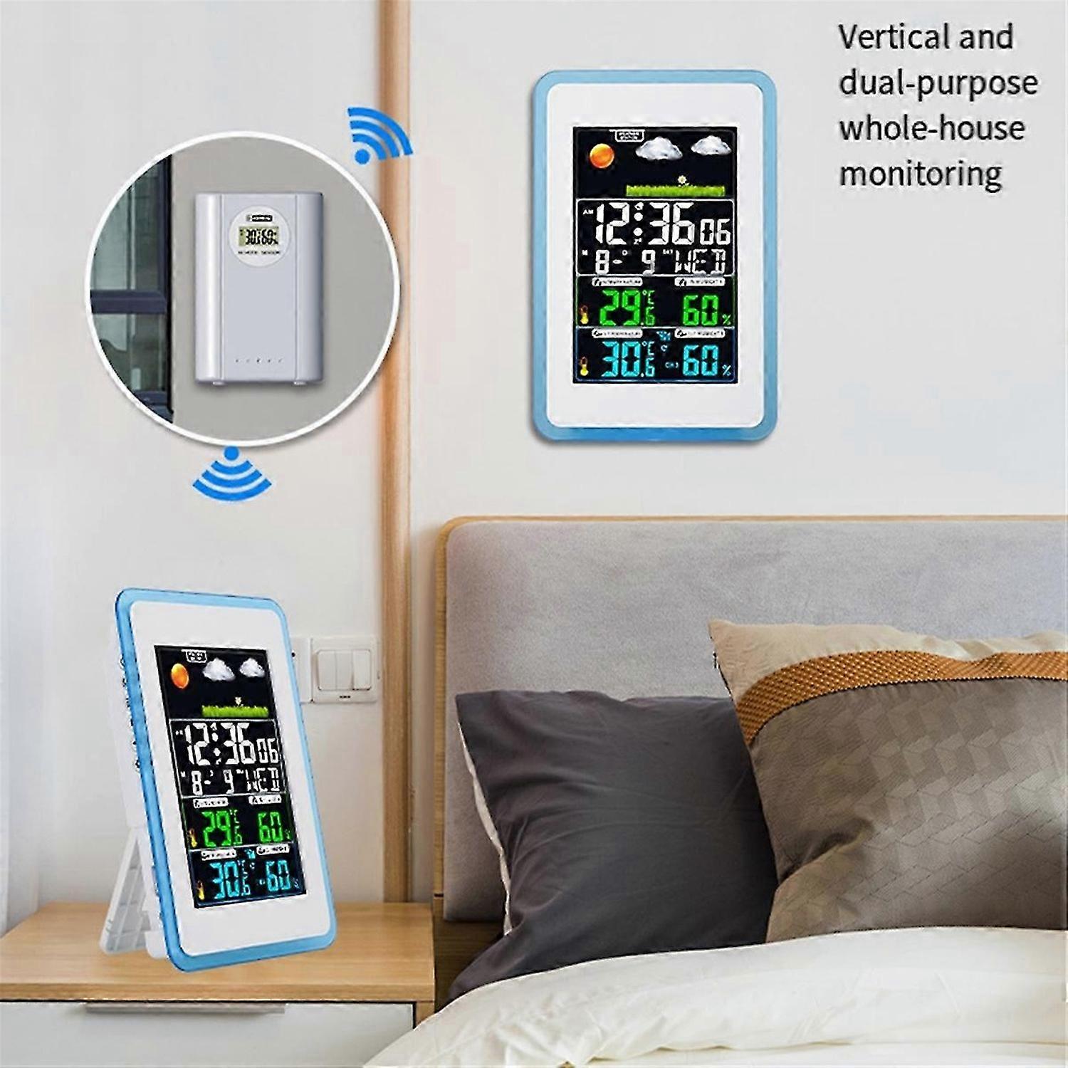 Wireless Transmission Color Screen Weather Forecast Clock Temperature and Humidity Meteorological Monitoring Alarm Clock