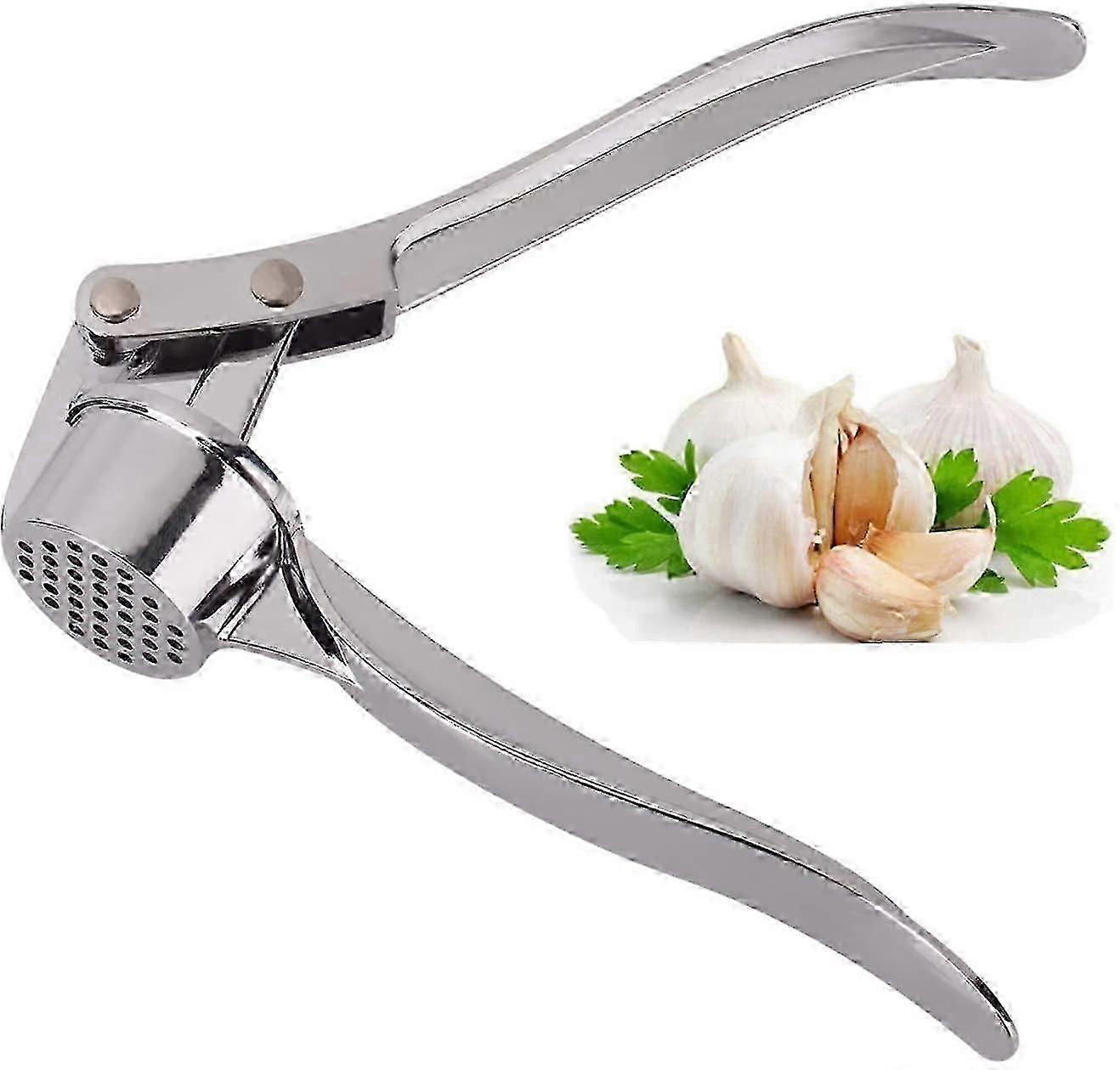 Premium Stainless Steel Garlic Press - Heavy Duty Crusher for Garlic & Ginger in UK Kitchens