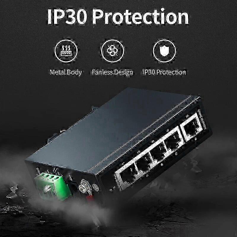 5 Port 100M Industrial Switch 100Mbps DIN35 Rail 100Base-T Network Ethernet Switcher VLAN IP40 6KV Lightning Protection