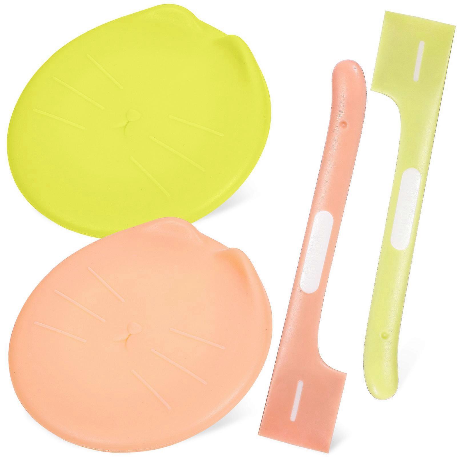 Pet Food Can Cover and Spoon Kit Silicone Can Lids for Pets 2Sets