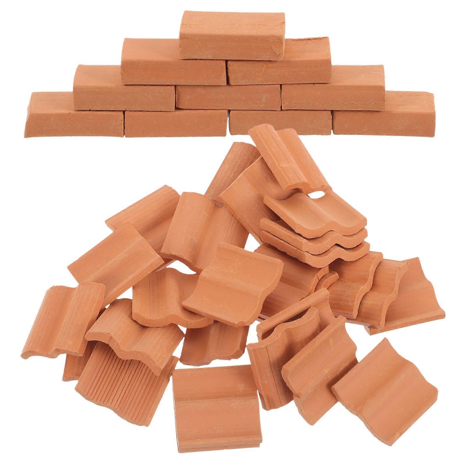 Mini Roof Tiles Clay Brick Models for Creative DIY Use 5Sets Roof Tiles Ornament