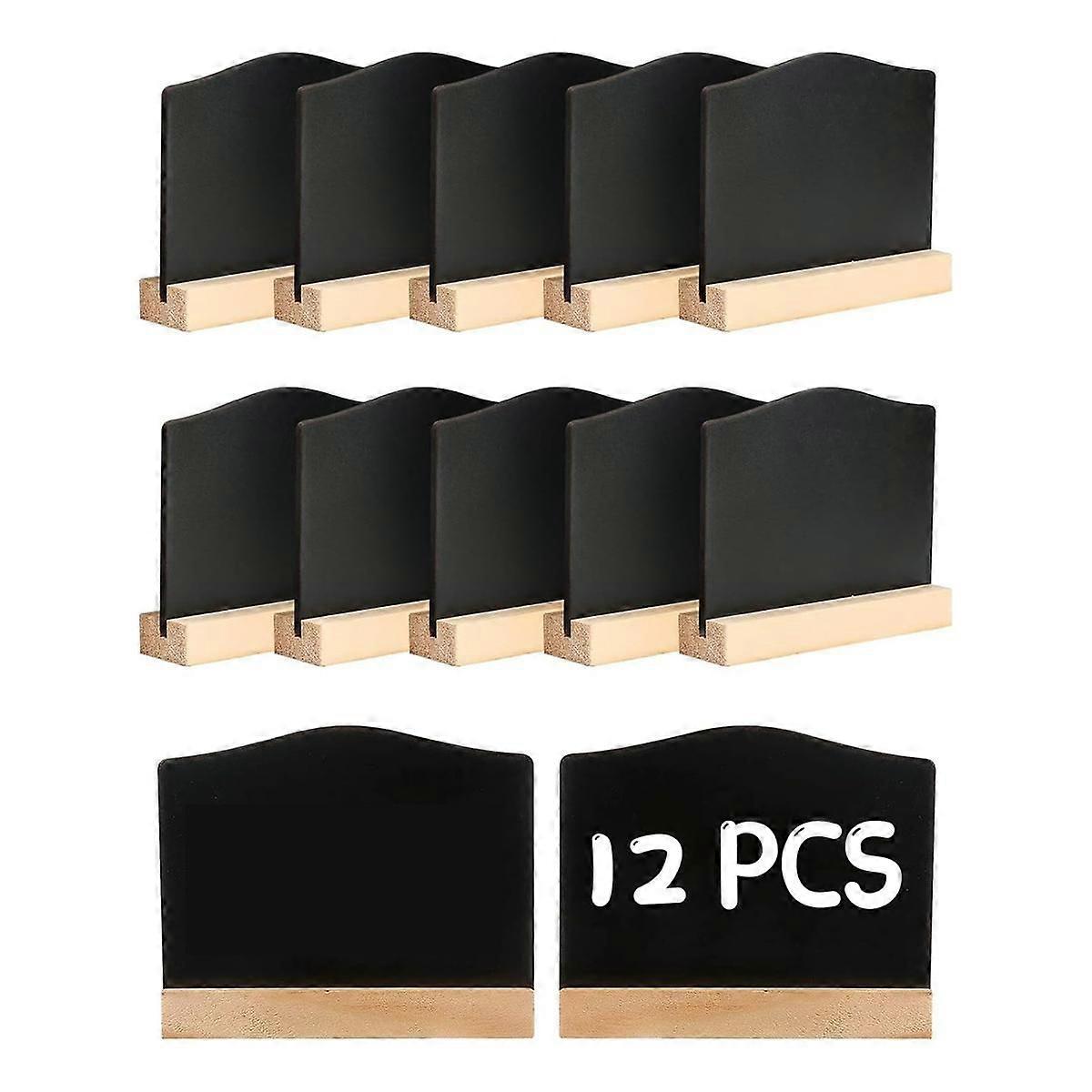 12Pack Mini Chalkboard Signs, Kitchen Notes Chalk Boards with Stands 10X7.2cm Small Blackboard Message Tabletop Board