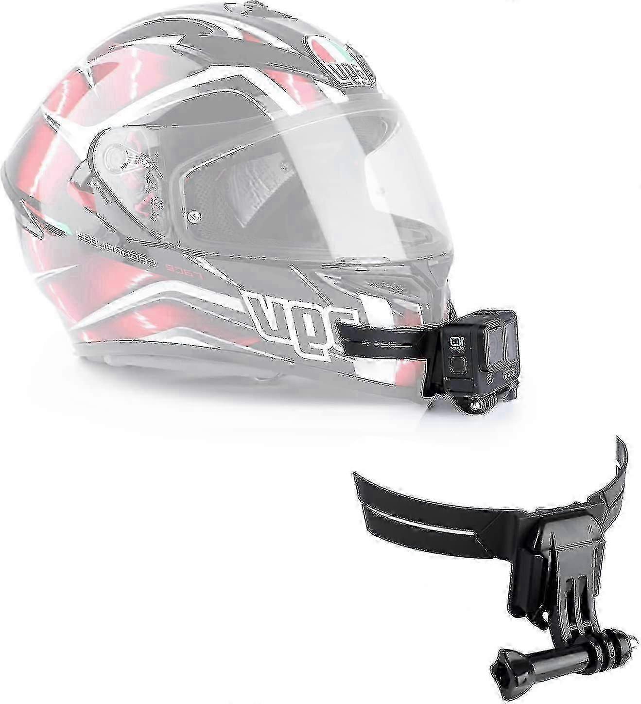 Motorcycle Helmet Chin Mount Kit, Adhesive Mount with Phone Clip for Action Cameras, Adjustable Angle