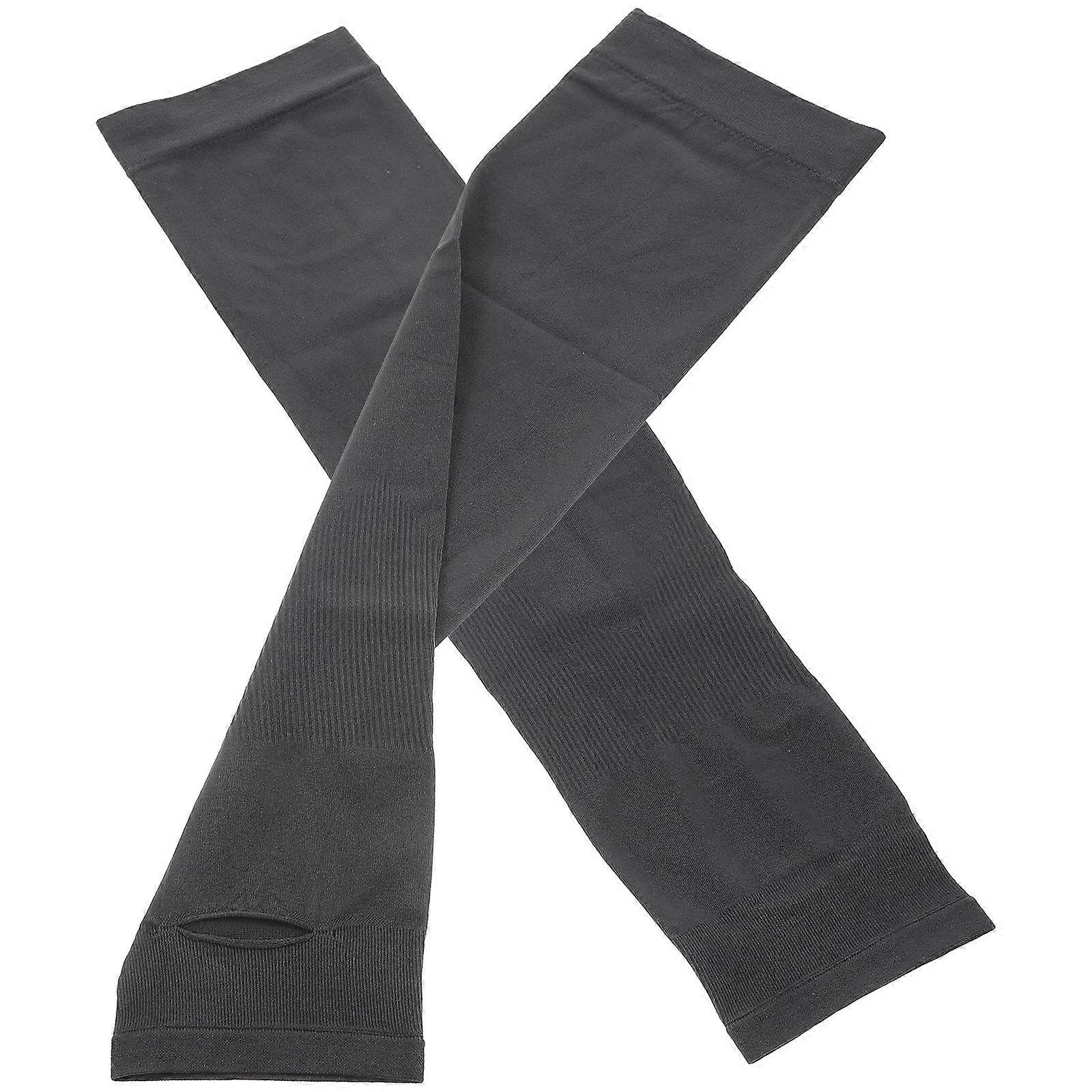 Sun Protection Arm Sleeve for Outdoor Use 1Pair Black Breathable Chinlon