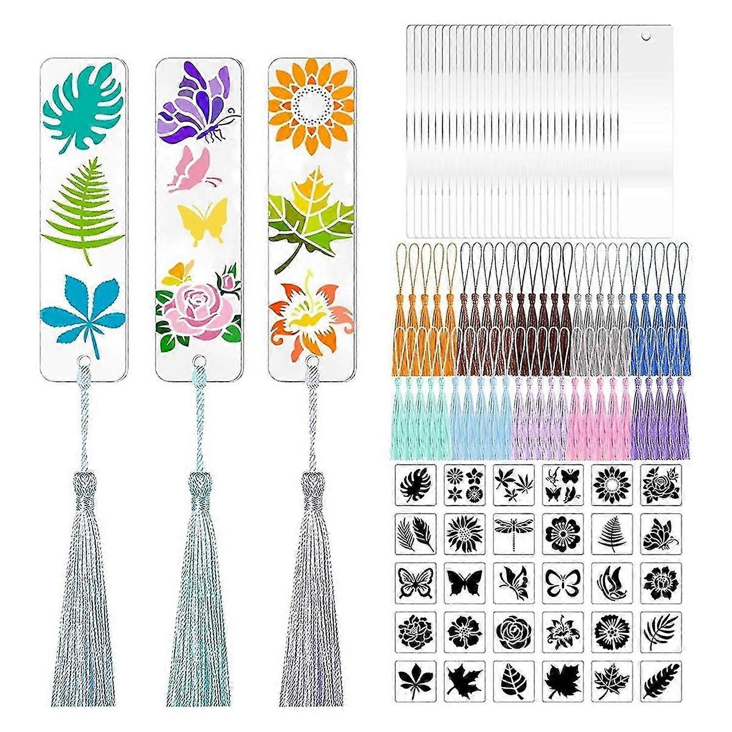 Blank Acrylic Bookmark Set, Flower Style Pattern Template
