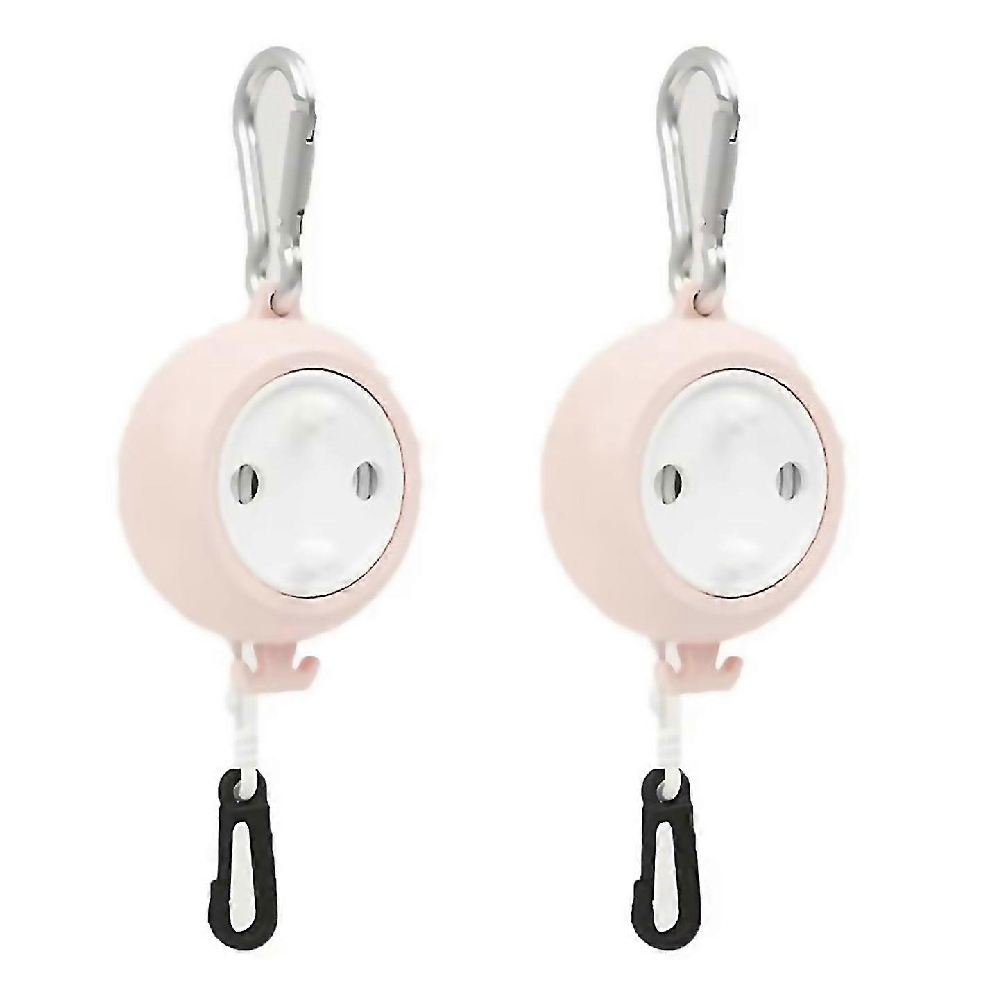 For 2pcs Non Perforated Clothesline Retractable Hanging Rack Pink