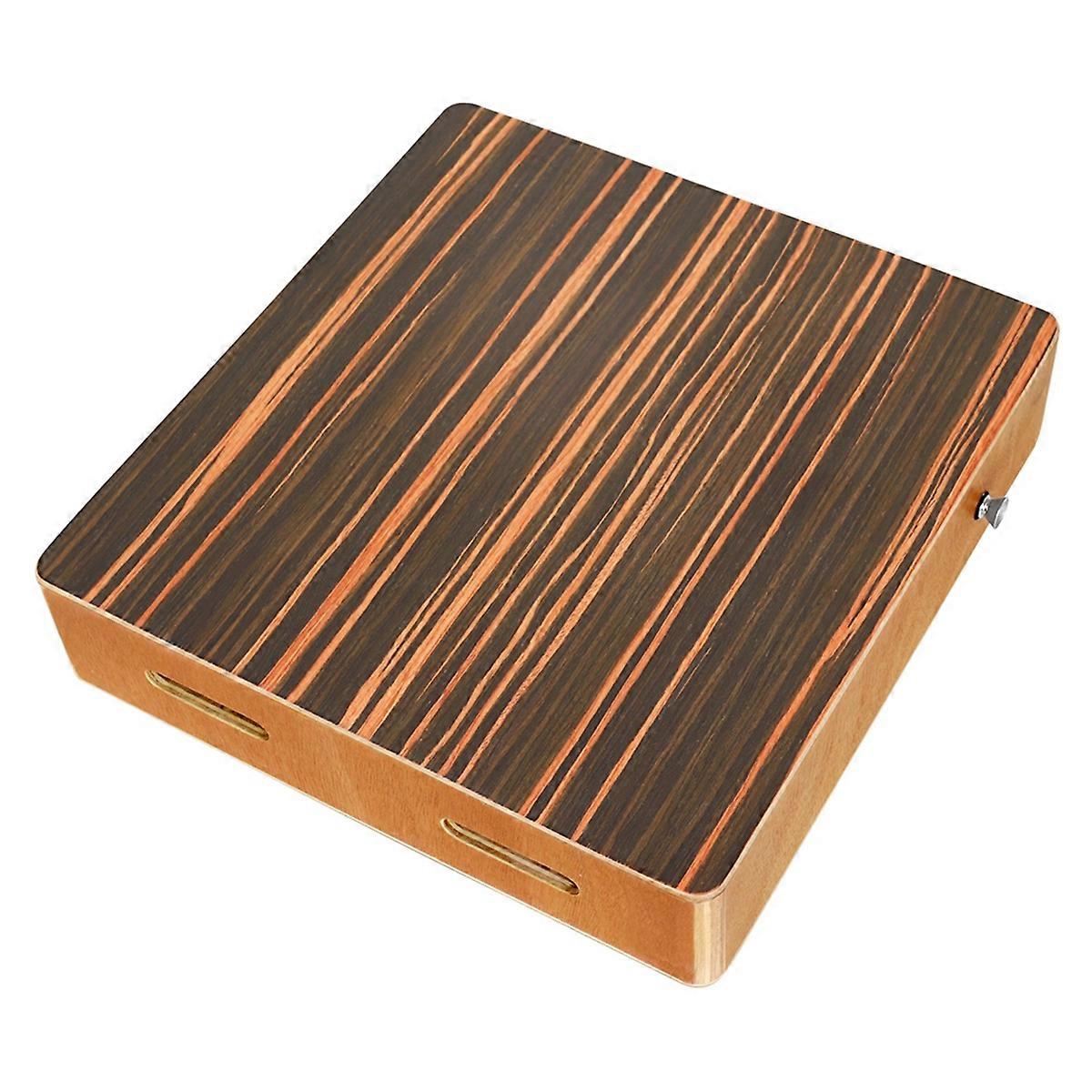 Compact Portable Travel Box Drum Ebony Wood Flat Hand Drum with Adjustable Strap Percussion Instrum