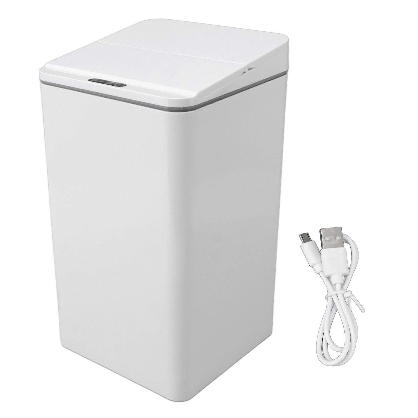 Desktop Sensor Trash Can USB Charging Foldable Lid 9L Intelligent Induction Garbage Bin for Bedroom Bathroom Office White