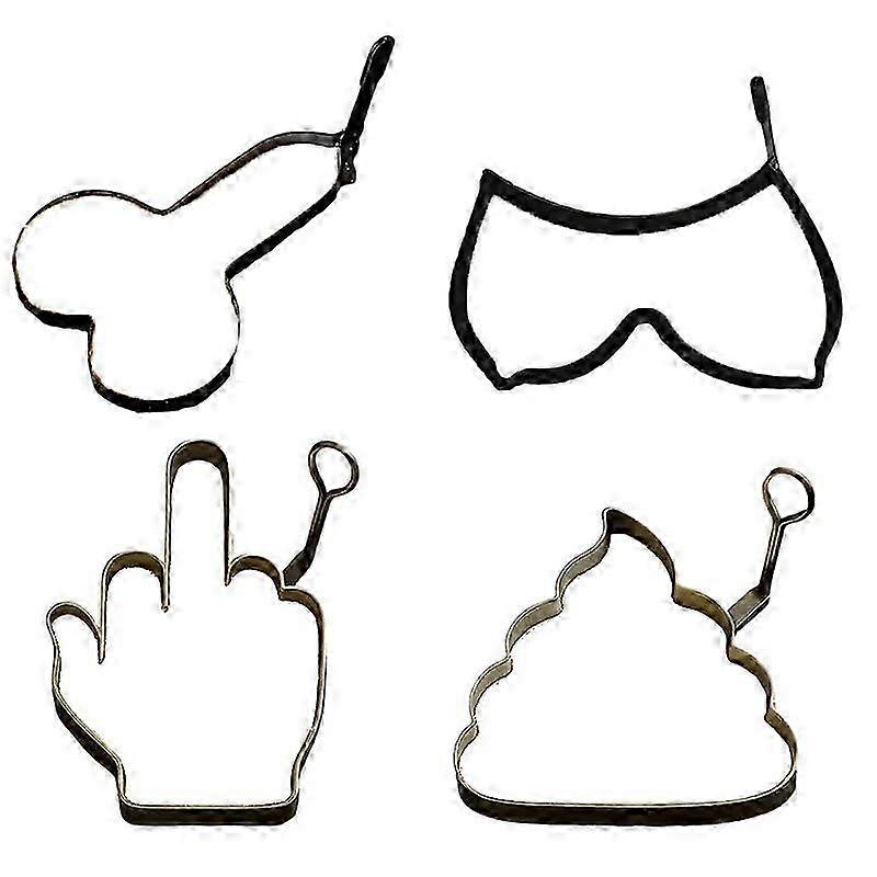 4PC Funny Middle Finger Egg Mold, Mould Frying Eggs, Nonstick Egg Ring, Playful Body Part Shaped Eggs Fired Mold 2025