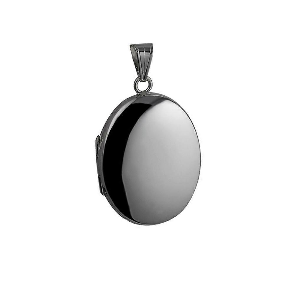 Silver 30x24mm plain oval Locket