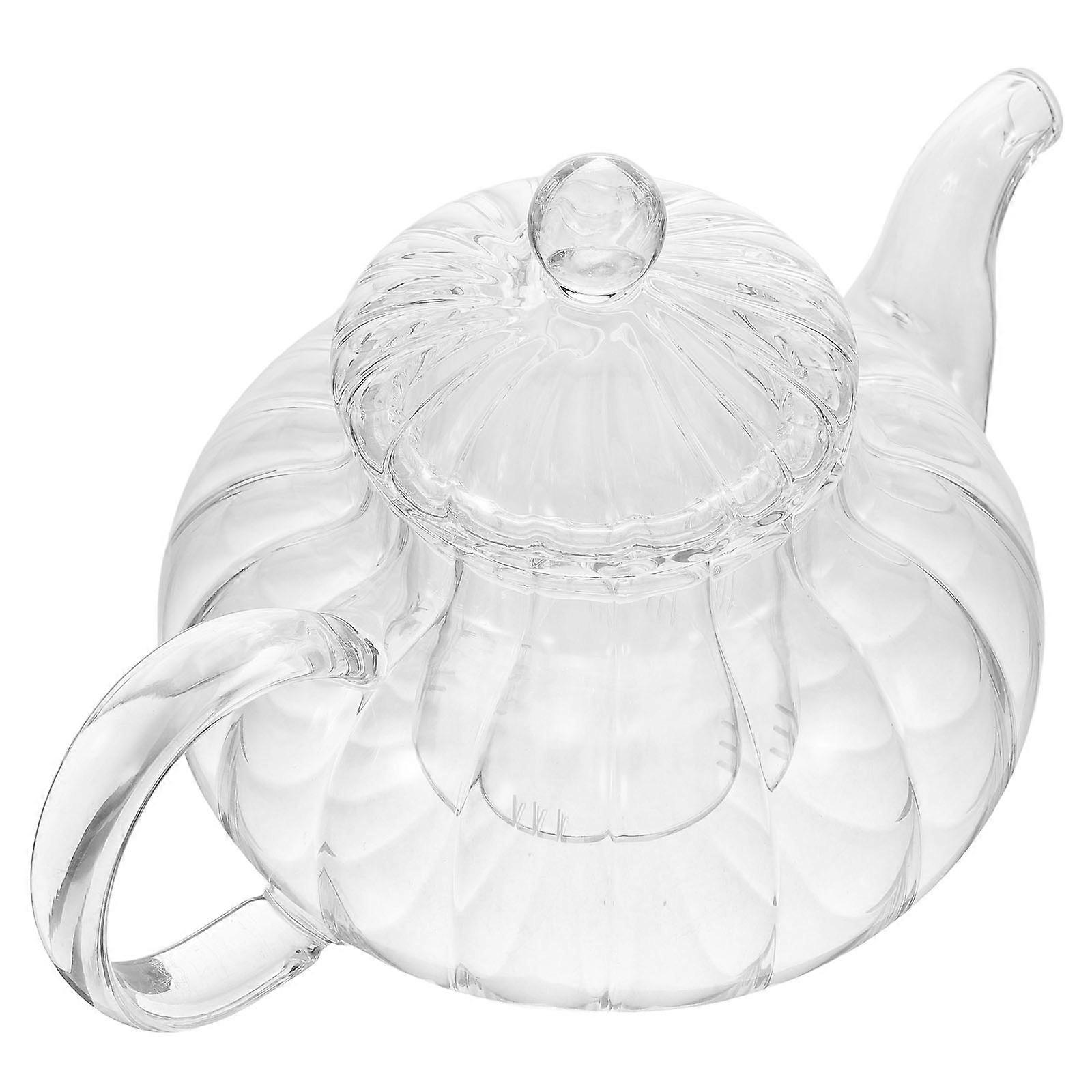 Pumpkin Shape Transparent Glass Tea Pot for Tea Brewing 7Pcs Set