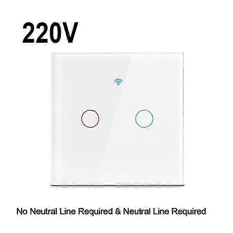 EU Standard 1/2/3 Gang Tuya WiFi Wall Light Switch No Neutral Wire Wireless Control Touch Light Switch 220V Support Amazon Alexa Google Home 2025