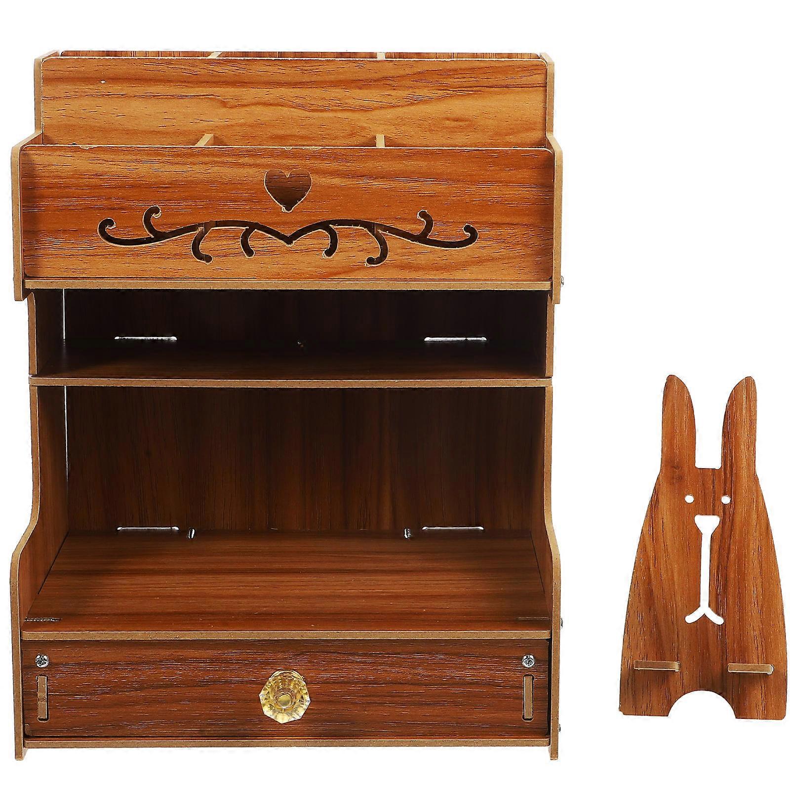 Assorted Color Desk Organizer Wooden Desk Organizer for Storage Desktop
