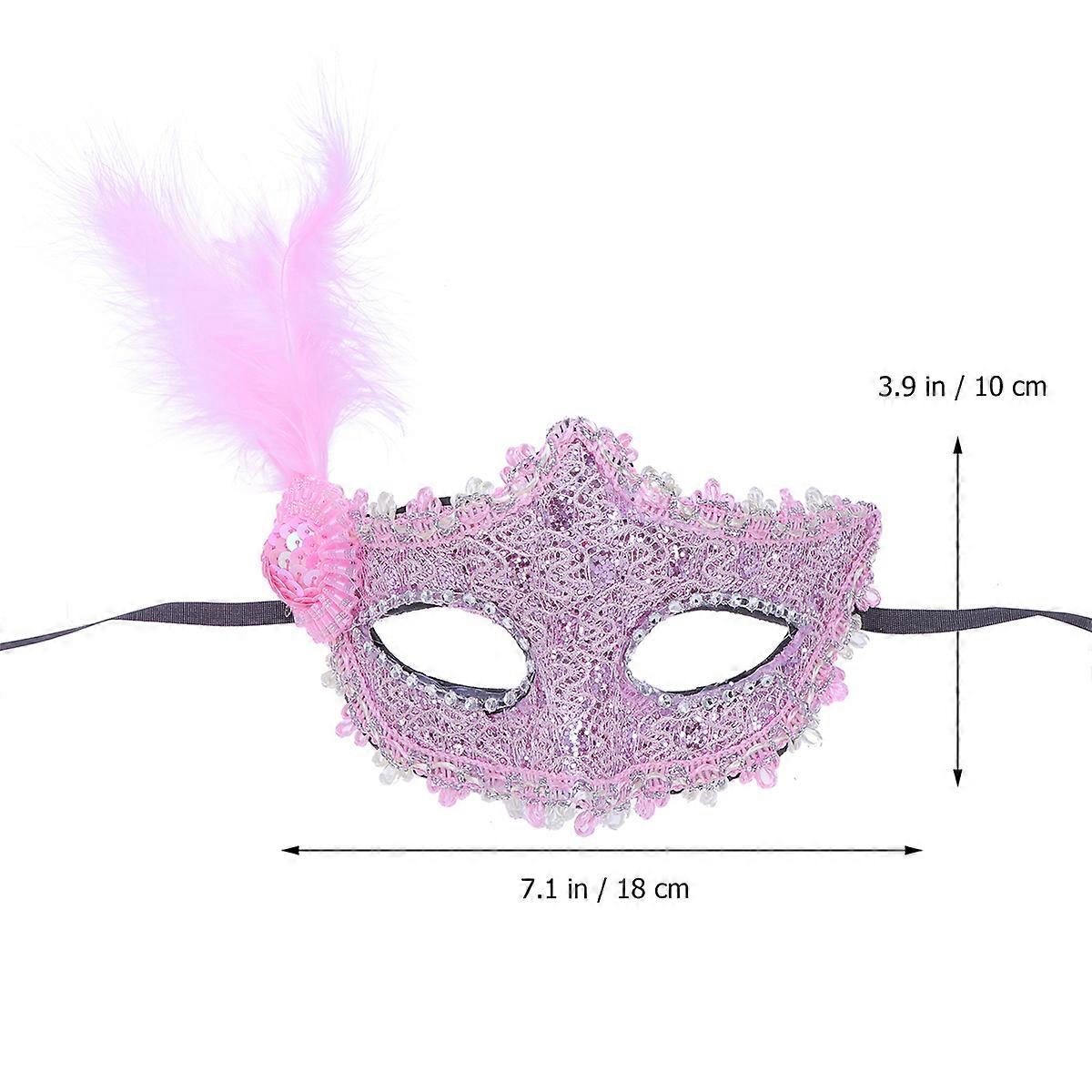 Półmaska maskaradowa na imprezę Halloween, różowa, odpowiednia dla większości osób, 1 szt.