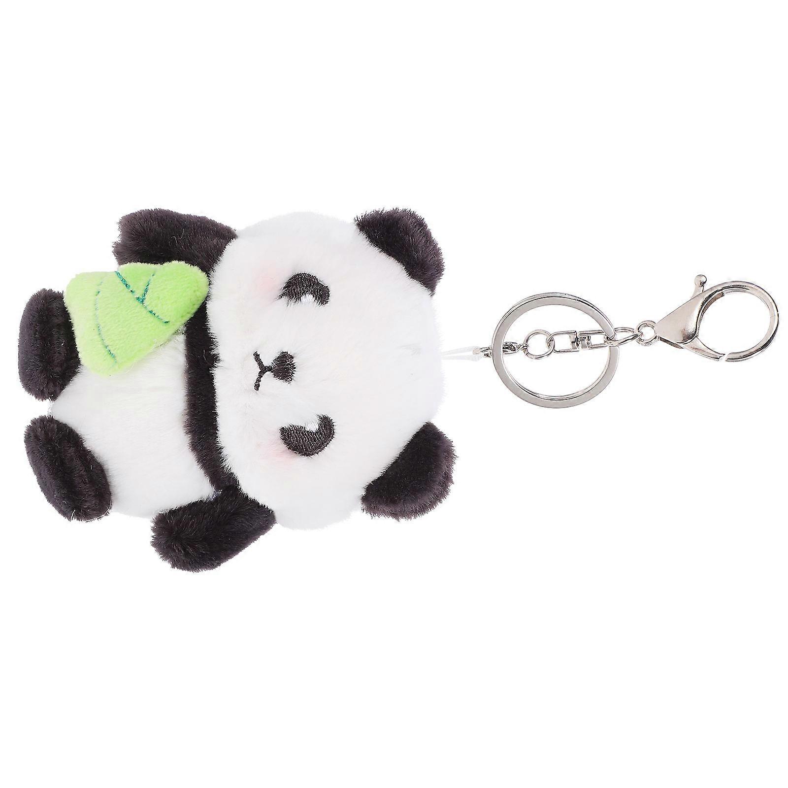 Stuffed Doll Keychain Panda Shape Plush Pendant for Bag Hanging 3Pcs