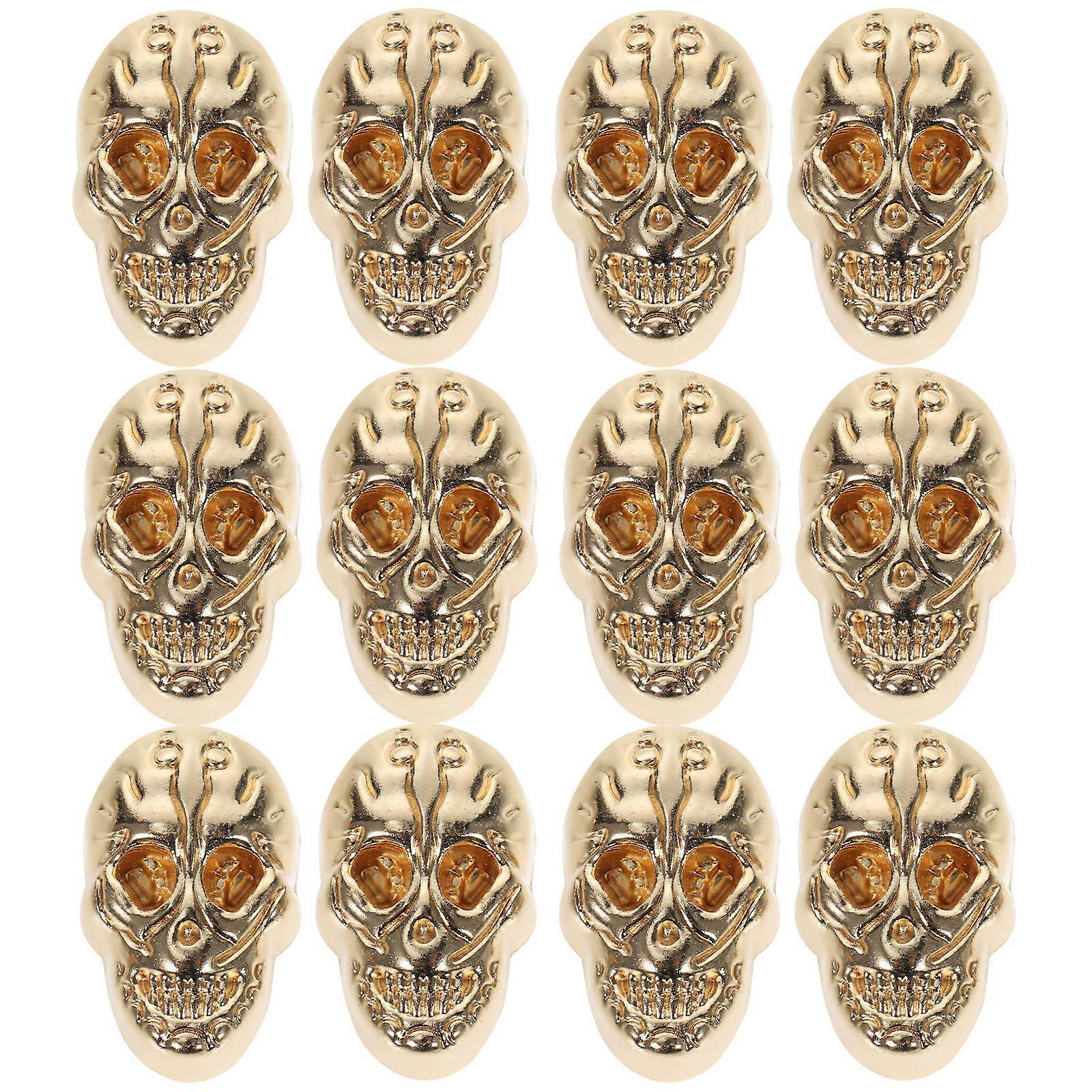 60 Pcs Clothing Skull Spike Crafting Rivets Golden Color DIY Decoration For Projects 0.79X0.59X0.31in Punk Style