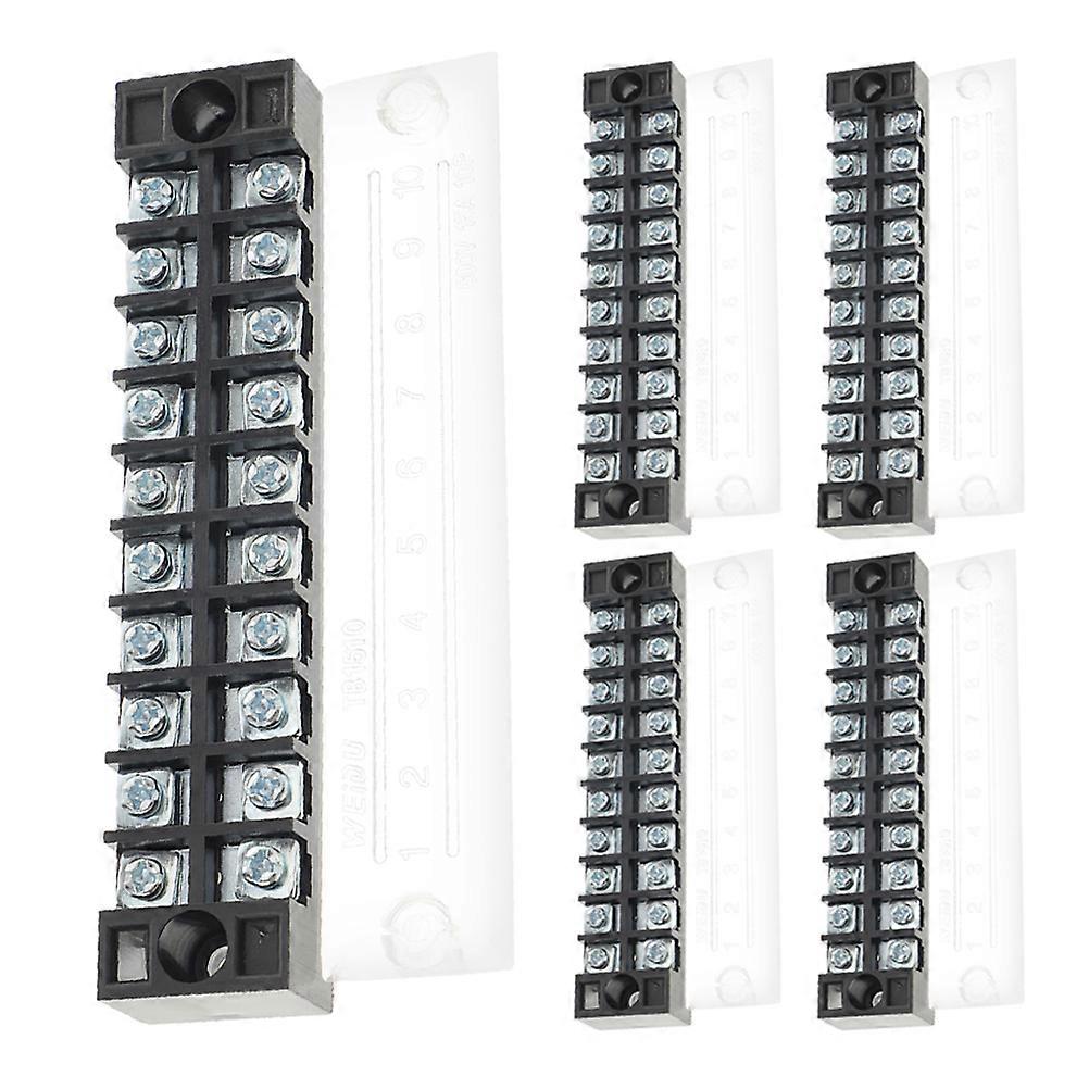 20 Pcs 15A/10P Connection Strip Fixed Terminal Block Connector For Construction Use Size 4.21X0.86X0.70IN Stable Connection