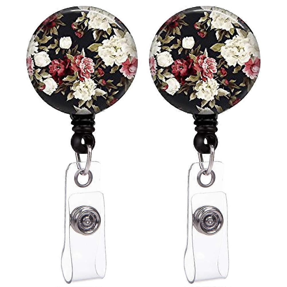 Retractable Badge Holder Flower Clip for Decor 2Pcs