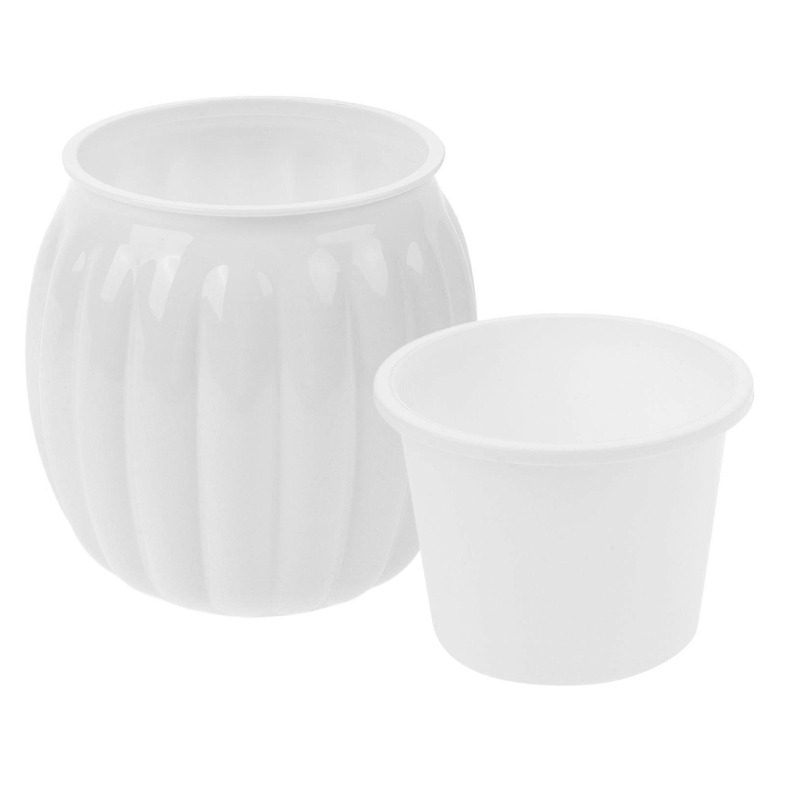 Household White Self Watering Planter Automatic Flowerpot 3Pcs