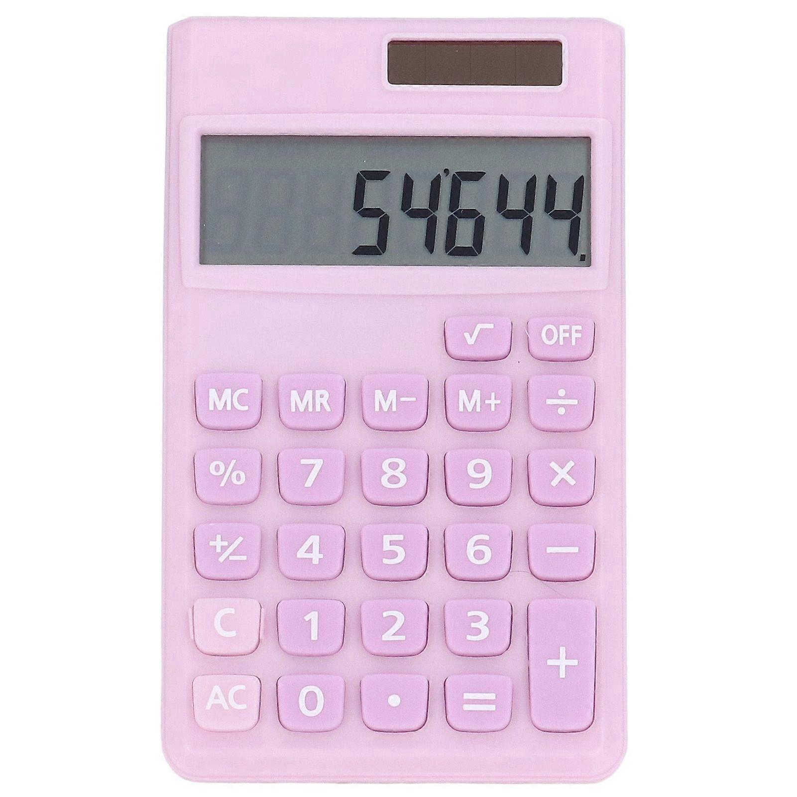 Calculators 8 Digit Solar Battery Dual Power Handheld Pocket Calculator with Large LCD Display Big Sensitive ButtonPale Pinkish Purple
