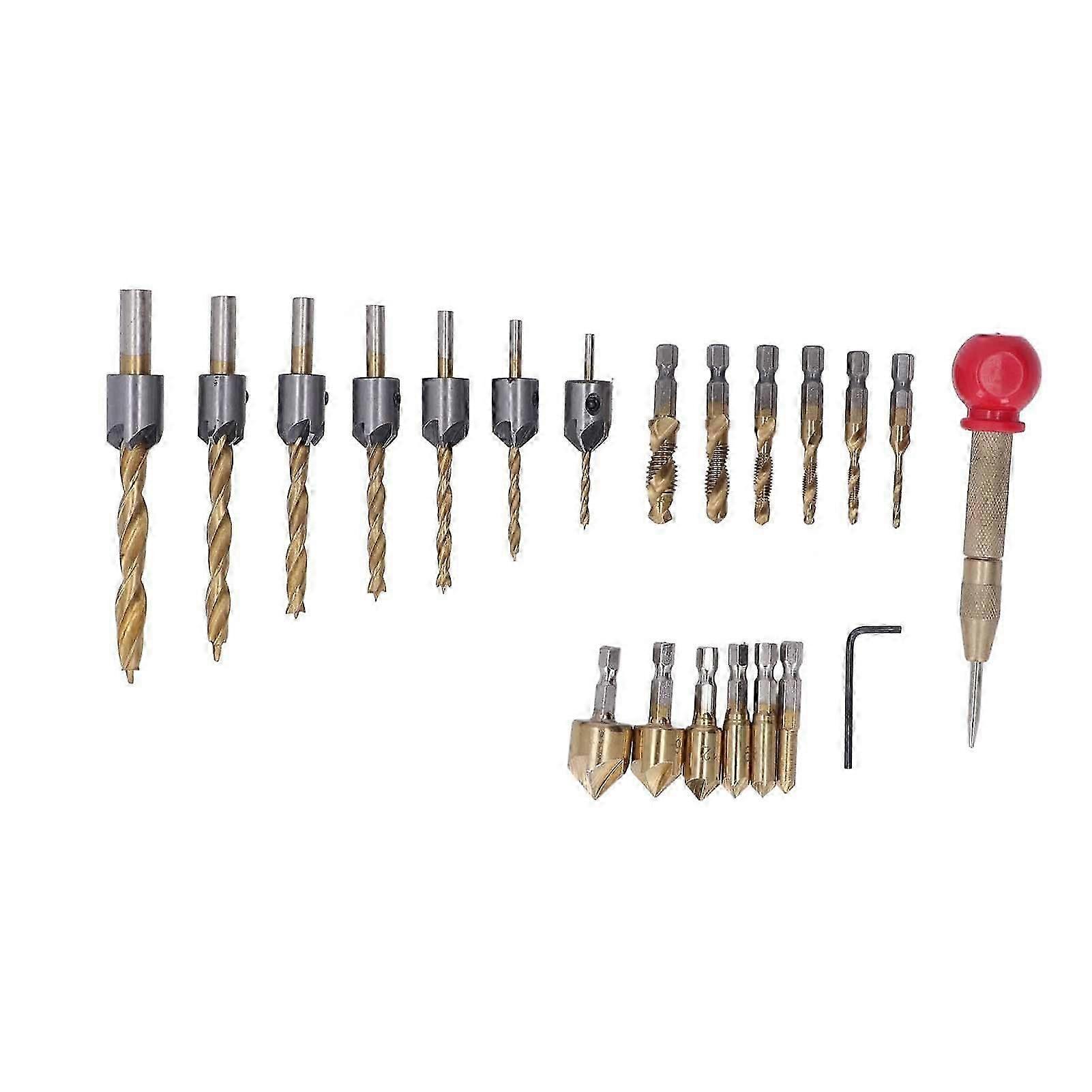 High quality  20-piece set titanium countersink drill titanium chamfer drill