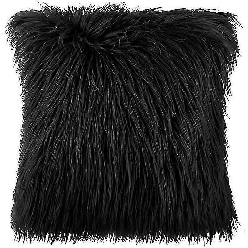 Set of 2 Throw Pillow Covers with Single-Sided Long Faux Fur