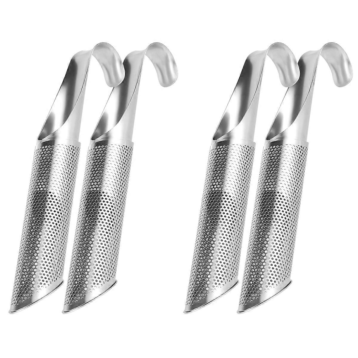 4Pcs Stainless Steel Tea Strainer Fine Mesh Infuser Pipe Filter with Hanging Hook Handle Interval Diffuser Tea Steeper