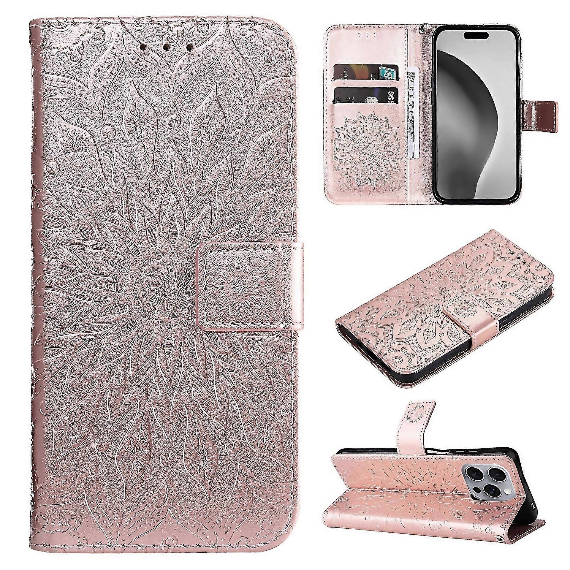 For Embossed Sunflower Pattern Flip Leather Phone Easy To Clean And Maintain