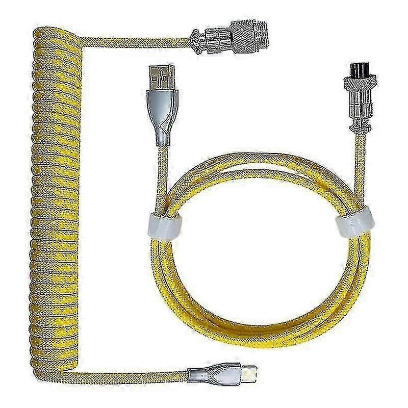 Type-c To Usb Data Cable Mechanical Keyboard Coiled Cable Yellow