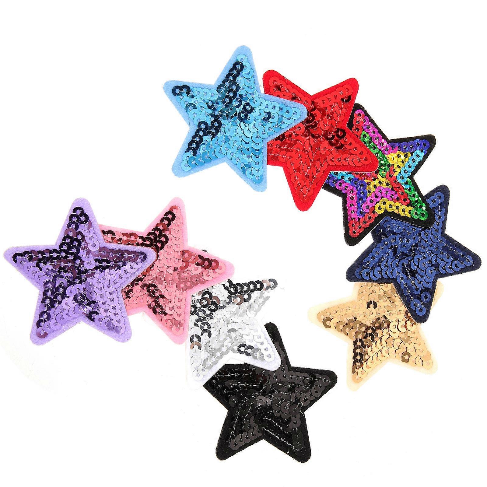 Star Patches Appliques for Sewing 27Pcs Self-Adhesive Sequins for Clothes
