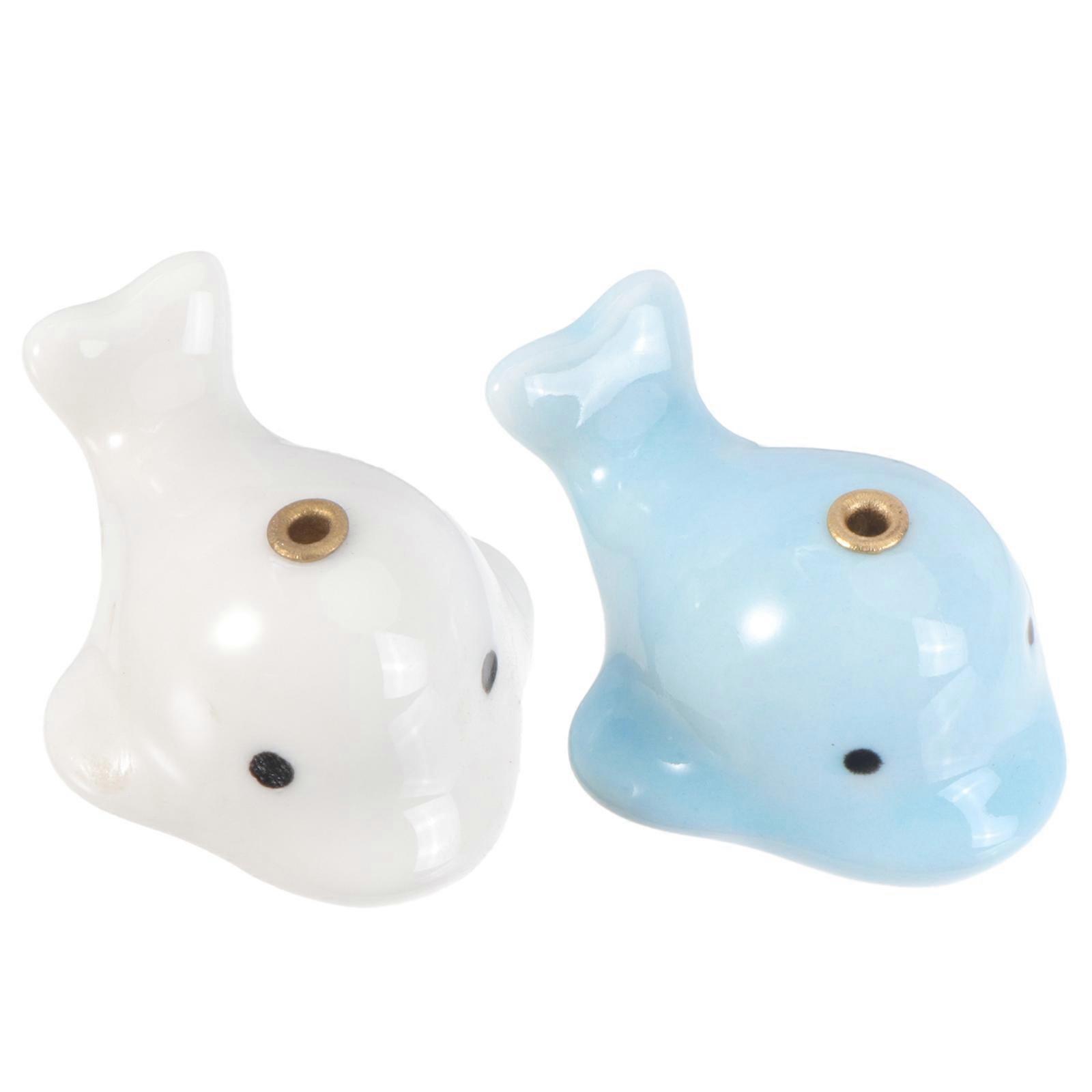 Whale Shaped Censer Ceramic Incense Holder for Desktop Decor 2Pcs