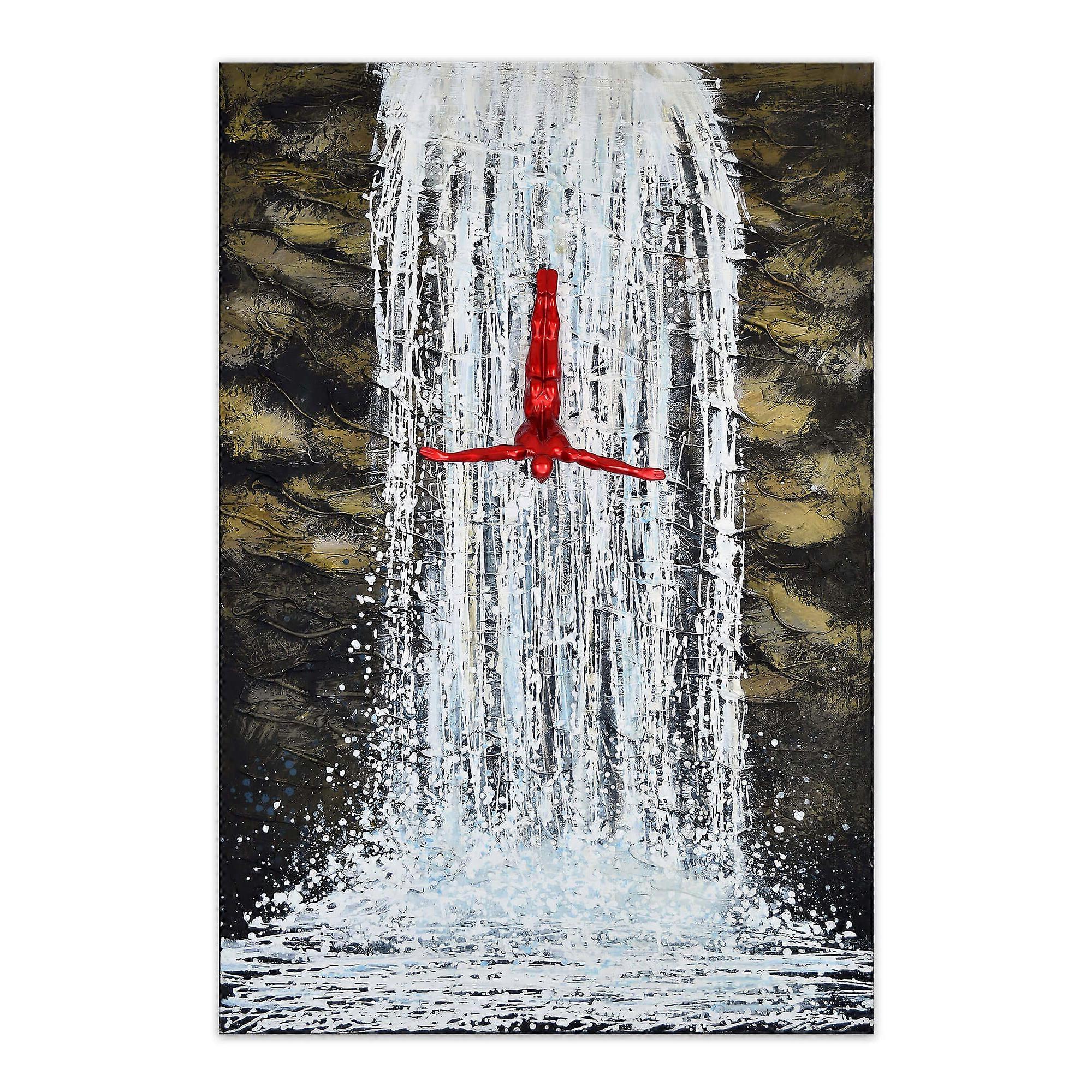Sculpture painting 'Diving in a waterfall'