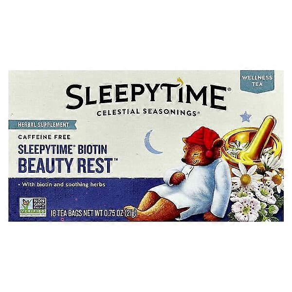 Celestial Seasonings, Wellness Tea, SleepytimeÃÂÃÂÃÂÃÂ® Biotin Beauty RestÃÂÃÂ¢ÃÂÃÂÃÂÃÂ¢, Caffeine Free, 18 Tea Bags, 0.75 oz (21 g)