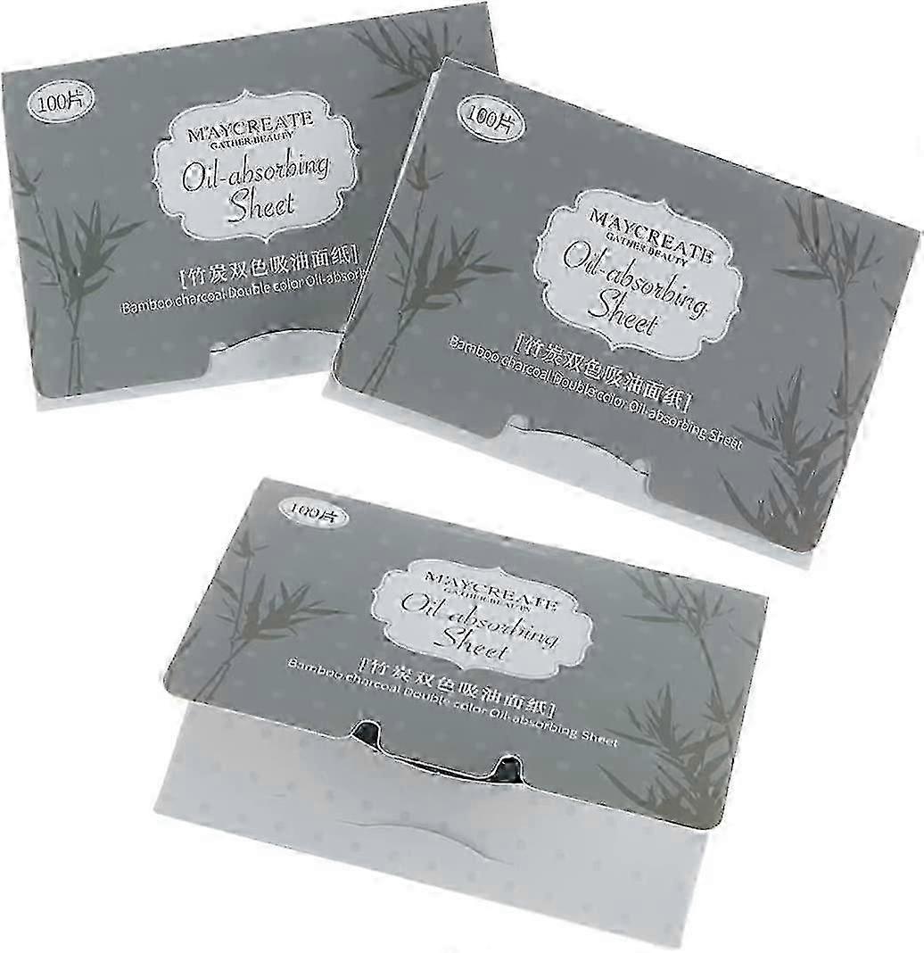 3個のオイリースキンケアオイルブロッター、竹炭、ポータブル余分オイルアブソーバー
