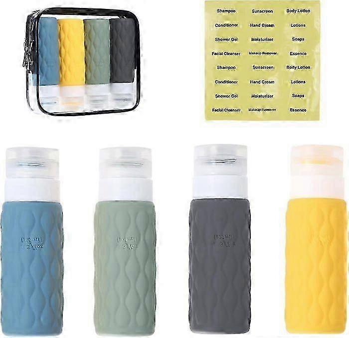 Silicone Travel Bottles, 100ml, 4 Pieces Refillable Travel Cosmetic Bottles, Reusable Toiletry Travel Kit