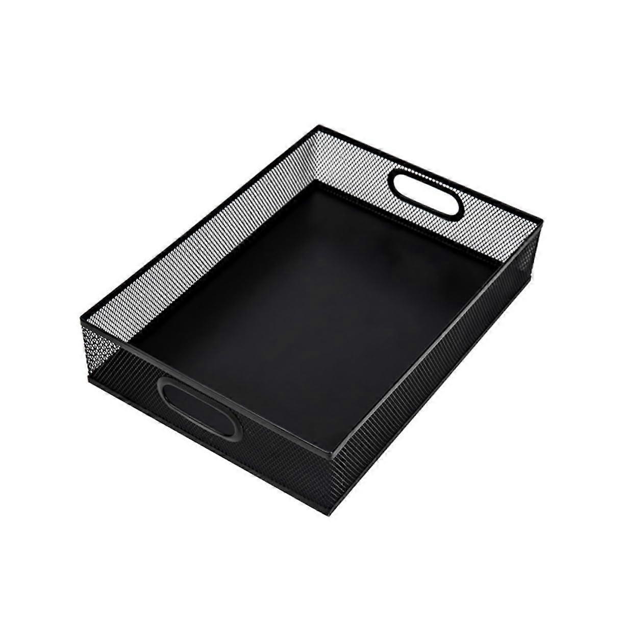 Black Metal File Basket Desktop Storage Tray For Office And Home, Sundries Holder For Files, SpaceSaving Organizer