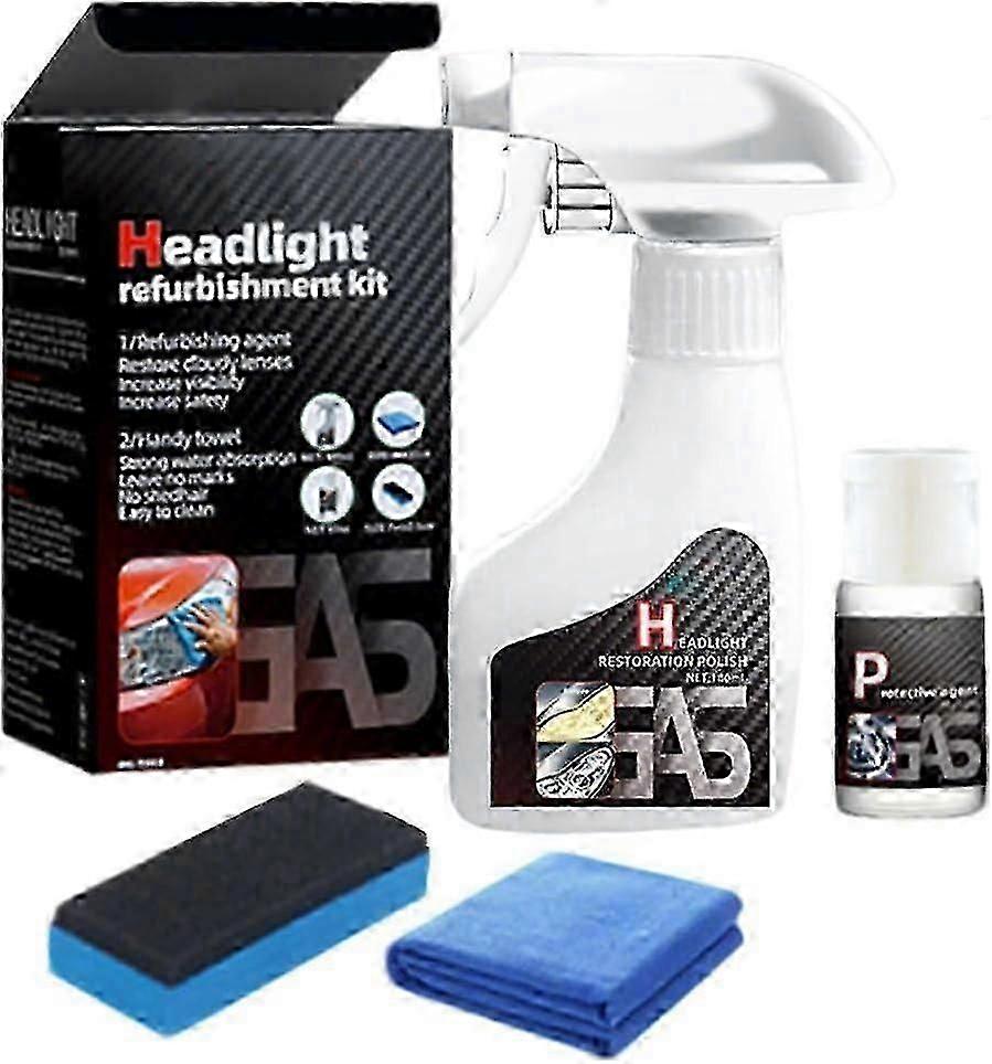 Automotive Headlamp Restoration Fluid Kit 180ml Headlight Polishing Cleaner With Coating Agent Scratch-Resistant Cleaning Tool