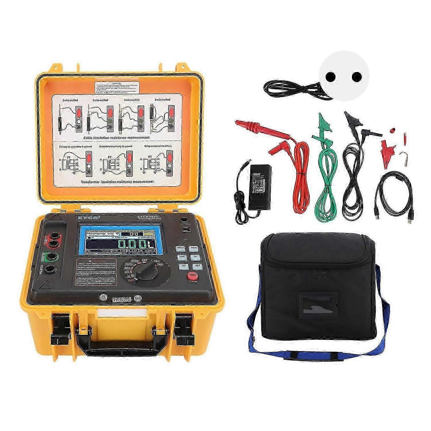 Tester de rezistență de izolație Afișaj LCD de înaltă precizie Multifuncțional Digital Megohm Meter 5KV 100240V EU Plug