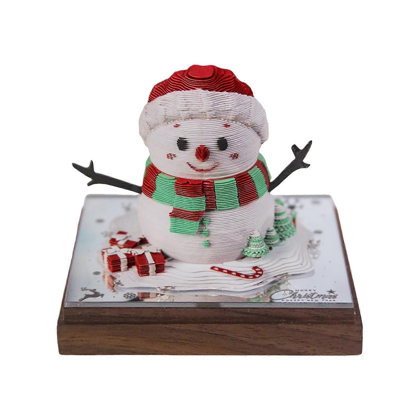 Snowman Paper Sculpture Calendar 2026 Tearable Desk Paper Calendar With Clear Acrylic Display Case for Home Decoration Multicolor