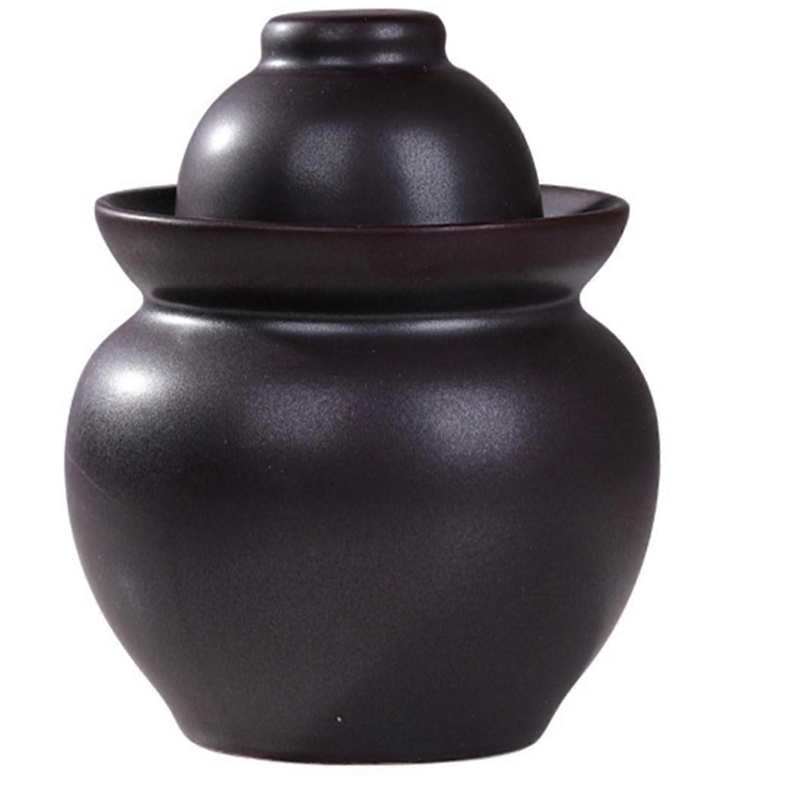 Pot de fermentation en céramique avec couvercle à joint étanche, 10 L, noir, pour cornichons - Kit de démarrage