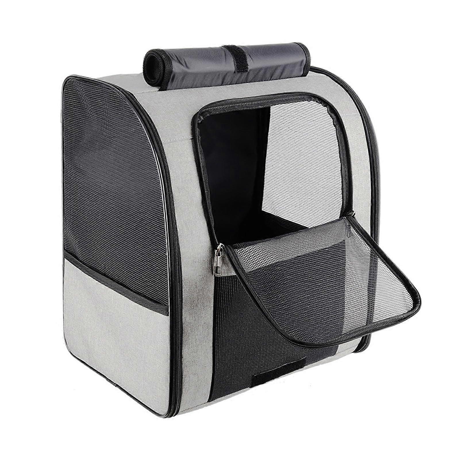 Cat Carrier Backpack, Portable Breathable Pet Backpack With Curtain For Kitten And Puppy, Travel And Hiking, Small Gray