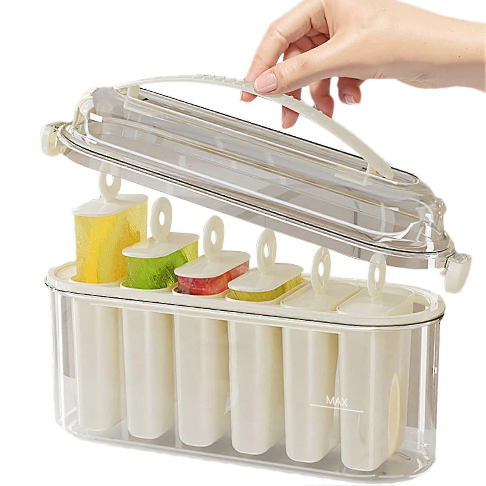 Ice Lolly Mold 6Cavity Pop Stick Molds Easy Release Ice Stick Making Tool For Fruit Pudding Yogurt Juice Jam