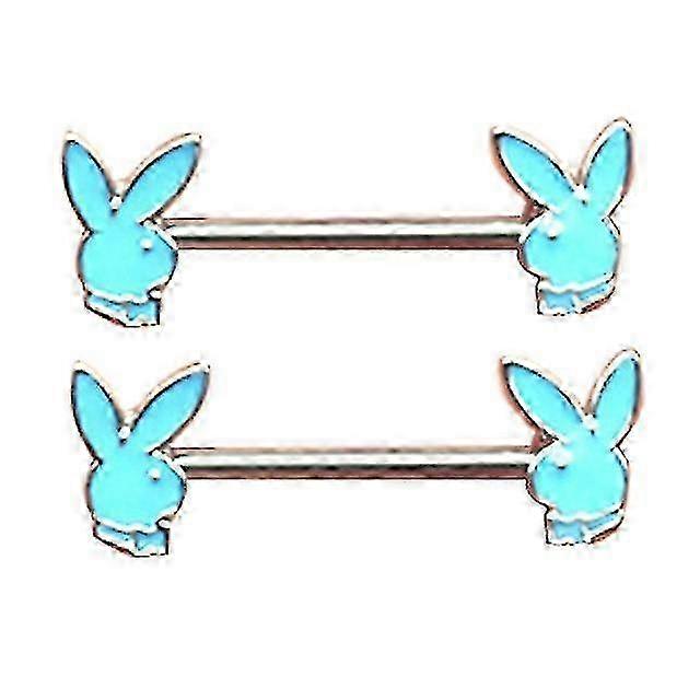 1ペアかわいいウサギの乳首ピアスリングステンレス鋼棒乳首ピアス漫画のバニーチェストスタッドボディジュエリー