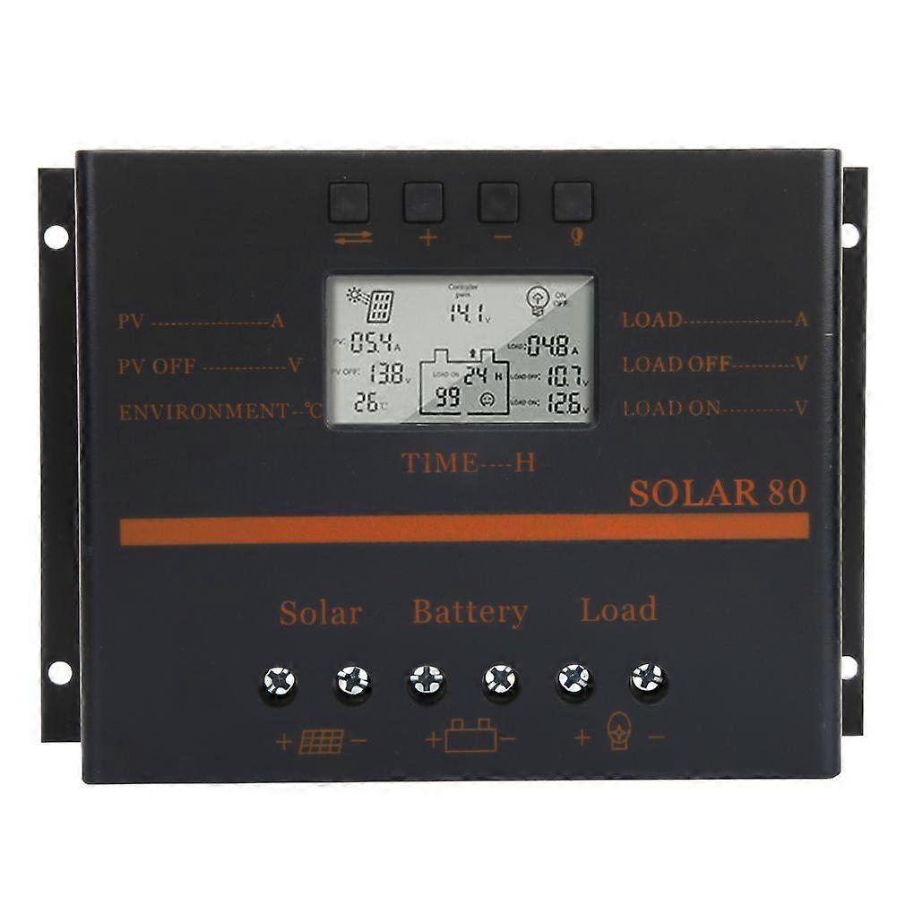 12V 24V Auto 80A PWM Solar Charge Controller Solar Panel Charge Regulator LCD Display Solar80SH