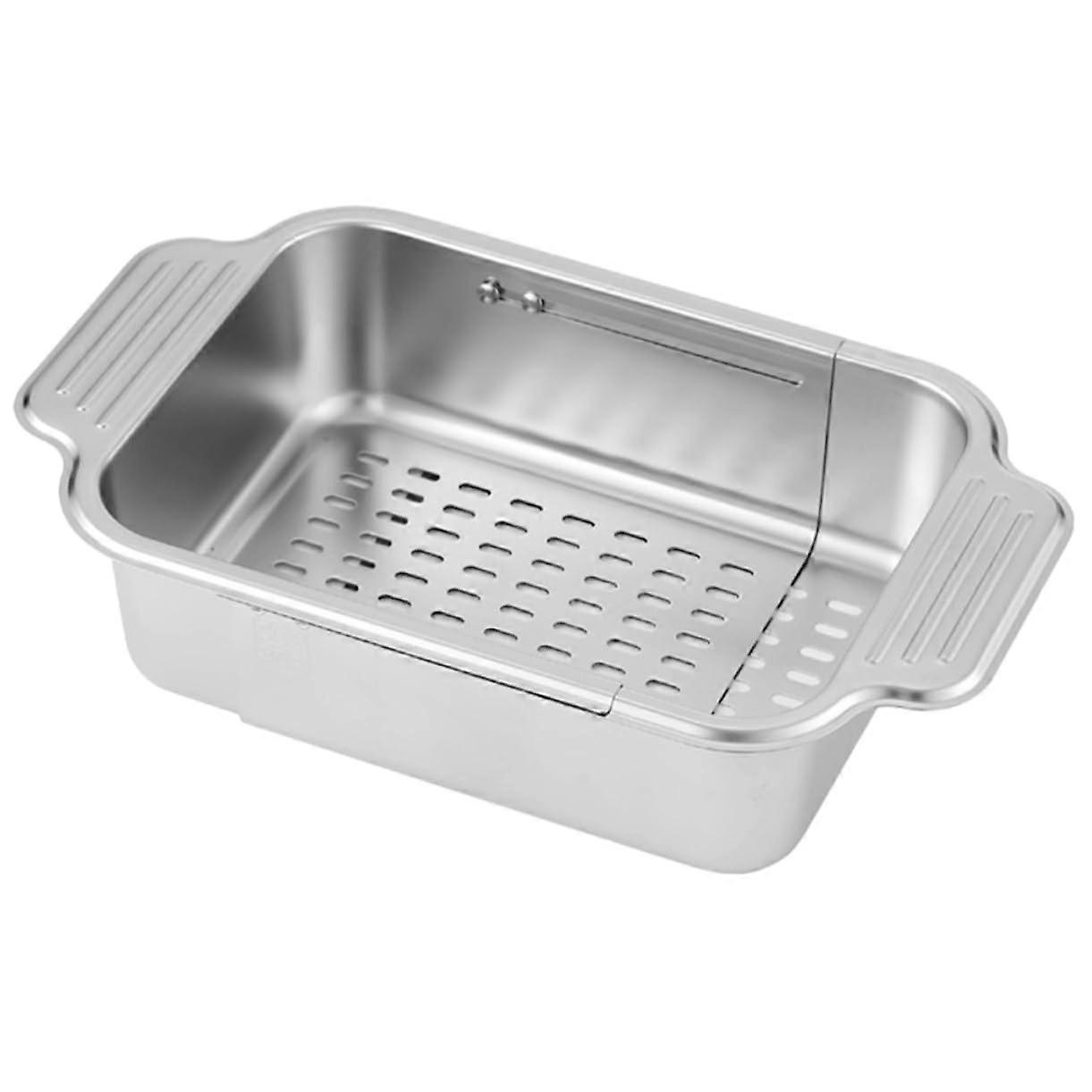 Extendable Stainless Steel Sink Basket with Drain Rack for Kitchen Counter Dish Drying