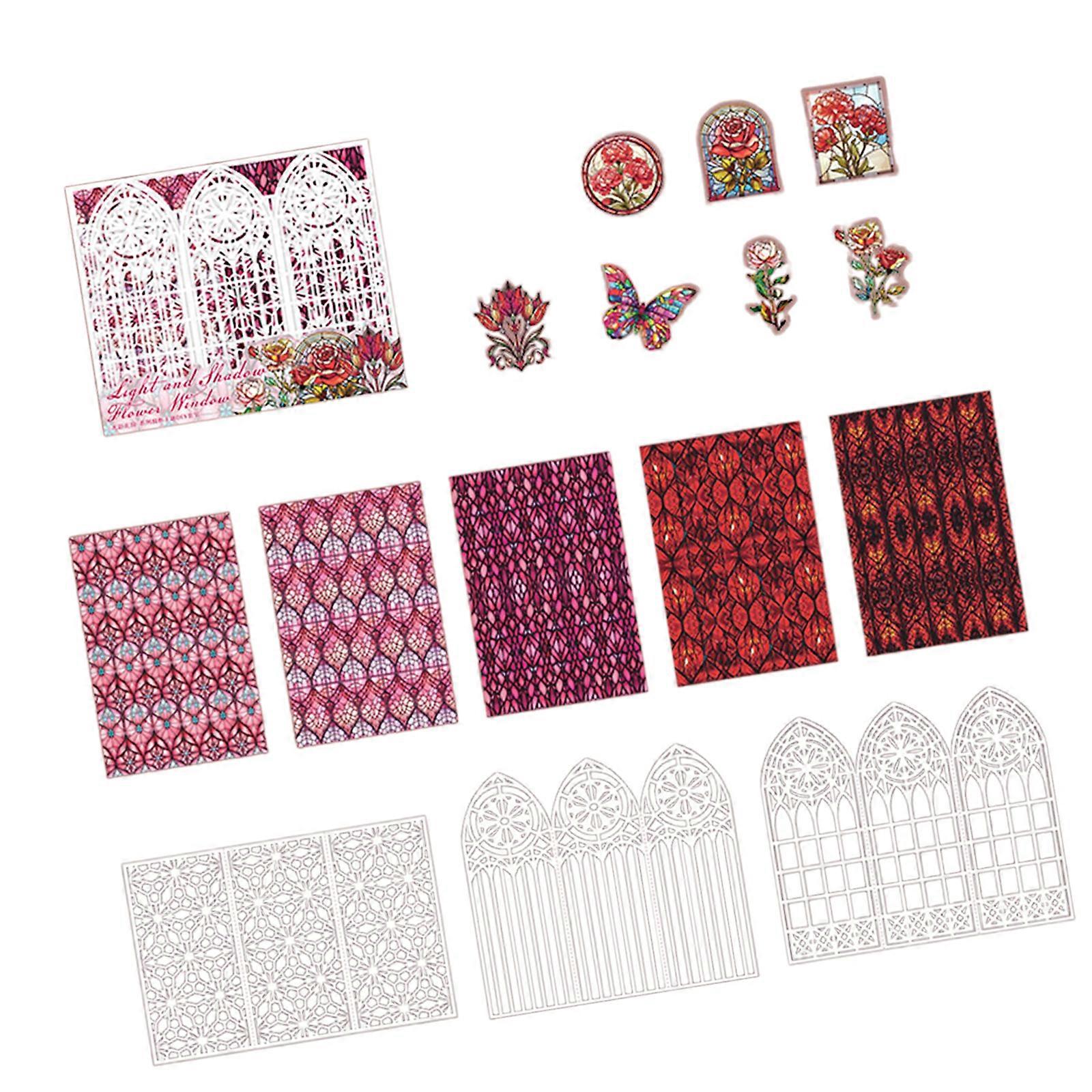 Antiqued Window Frame Craft Paper Waterproof PET Decorative Sticker For Scrapbooking Card Making Memory Book Invitation Multicolor